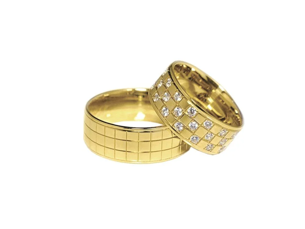 Verighete aur galben cu pietre diamante 187- Magazin Bijuterii Lux Aur si Diamante RozaOro